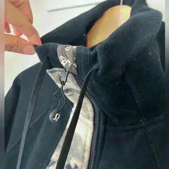 Vintage Lululemon Womens Black Abstract India Scuba Hoodie Summer Casual 10 - Picture 13 of 15